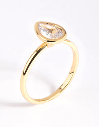 Gold Plated Cubic Zirconia Pear Cut Ring - link has visual effect only