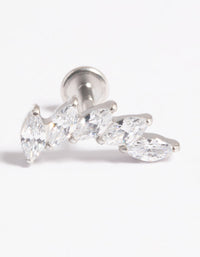 Platinum Plated Titanium Threadless Crystal Curve Flat Back - link has visual effect only