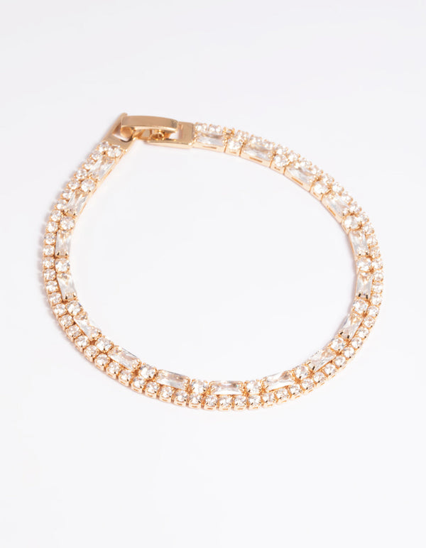 Gold Cubic Zirconia Statement Bracelet