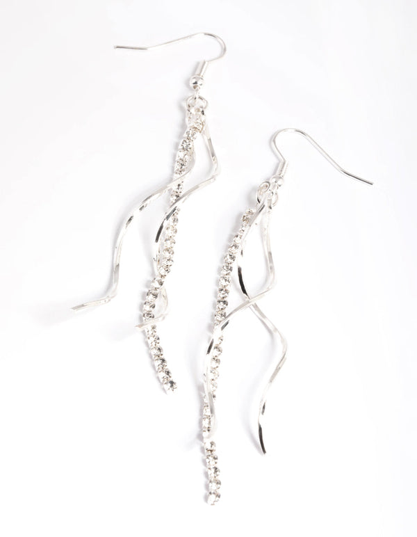 Silver twist hot sale drop earrings