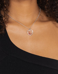 Silver Heart Diamante Shaker Necklace - link has visual effect only