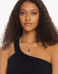 Gold Amethyst Diamond Halo Necklace - link has visual effect only