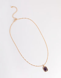 Gold Amethyst Diamond Halo Necklace - link has visual effect only