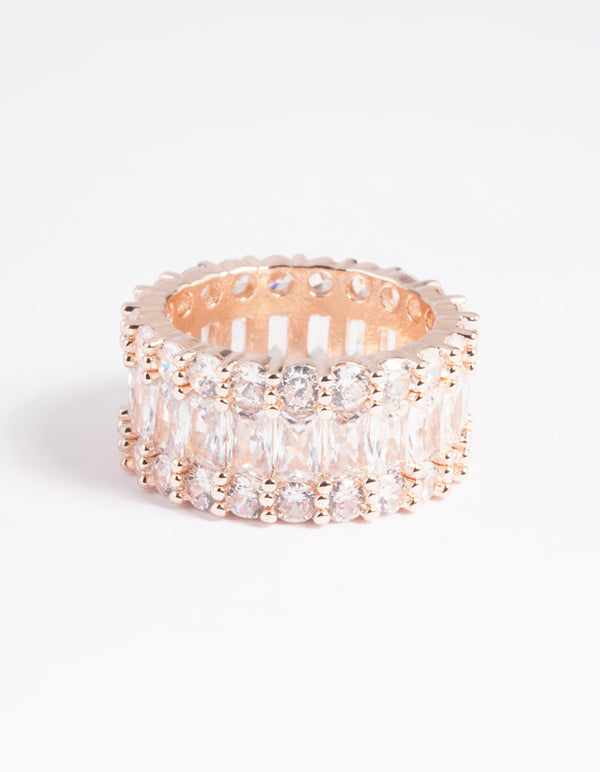 Rose Gold Cubic Zirconia Baguette Ring