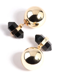 Gold & Black Sandwich Stud Earrings - link has visual effect only