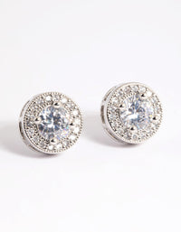 Rhodium Pave Circle Stud Earrings - link has visual effect only