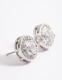 Rhodium Pave Circle Stud Earrings - link has visual effect only