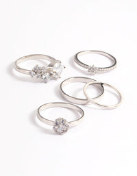 Rhodium Statement Cluster Ring 5-Pack - link has visual effect only