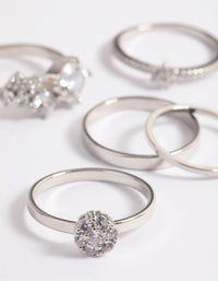 Rhodium Statement Cluster Ring 5-Pack - link has visual effect only