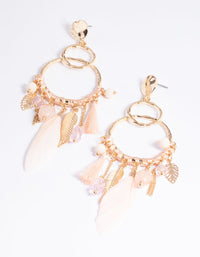 Gold Thread Bead Feather Earrings - link has visual effect only