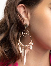 Gold Thread Bead Feather Earrings - link has visual effect only