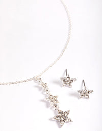 Silver Diamante Star Drop Necklace & Stud Earrings - link has visual effect only