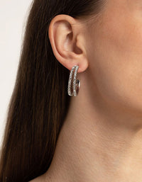 Rhodium 27mm Double Hoop Earring - link has visual effect only