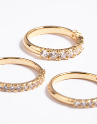 Gold Plated Cubic Zirconia Baguette Pack Ring - link has visual effect only