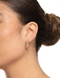 Gold Three Hoop Diamante Earrings - link has visual effect only