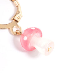 Pink Mini Mushroom Huggie Earrings - link has visual effect only