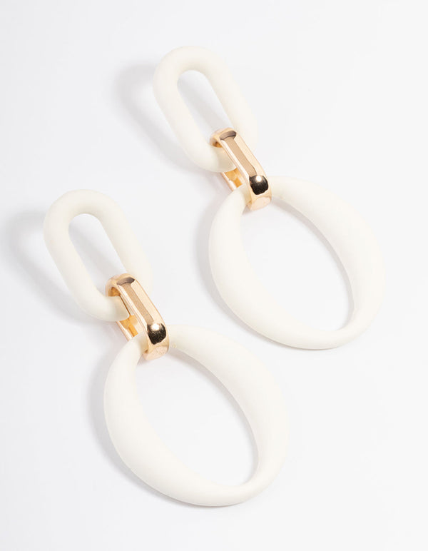 Gold Rubber Coated Link Drop Earrings
