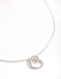 Silver Asymmetrical Diamante Heart Necklace - link has visual effect only