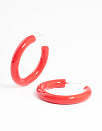 Red Enamel Coated Hoop Earrings - link has visual effect only