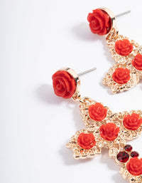 Red Gold Filigree Cross Drop Earrings - link has visual effect only