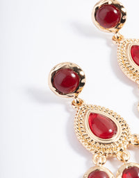 Red Open Stone Teardrop Earrings - link has visual effect only