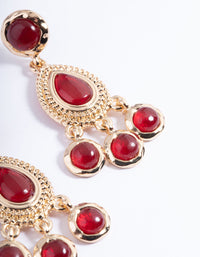 Red Open Stone Teardrop Earrings - link has visual effect only