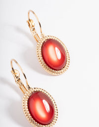 Red Oval Stone Huggie Earrings - link has visual effect only