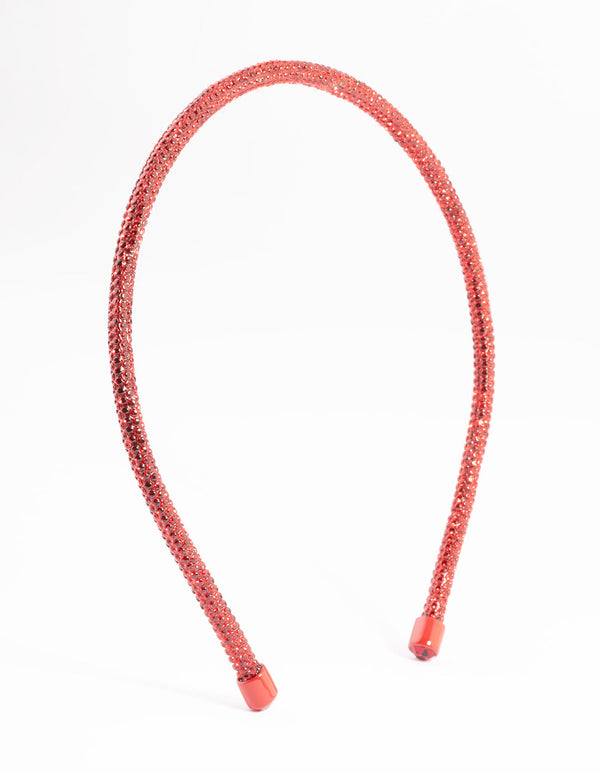 Red Rounded Diamante Headband