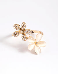 Gold Diamante & Cateye Flower Ring - link has visual effect only