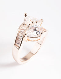 Rose Gold Cubic Zirconia Pear Crossover Ring - link has visual effect only