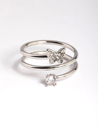 Rhodium Mini Butterfly Wrap Ring - link has visual effect only