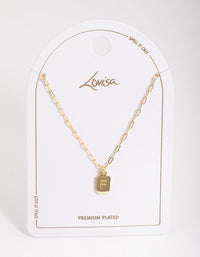 Letter F Gold Plated Rectangle Pendant Initial Necklace - Lovisa