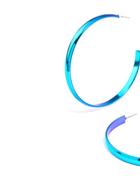 Blue Shiny Smooth 58mm Hoop Earrings - link has visual effect only