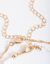 Gold Cherry White Bead 2-Row Necklace - link has visual effect only