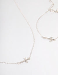 Silver Diamante Cross Jewellery Set - link has visual effect only