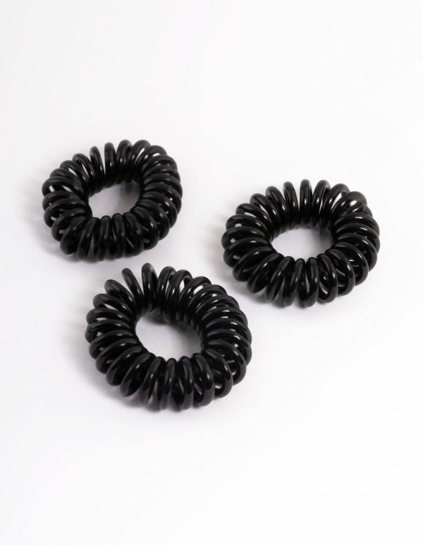 Black Plastic Mini Hair Spiral Pack