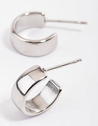 Rhodium Surgical Steel Wide Hoop Earrings - link has visual effect only