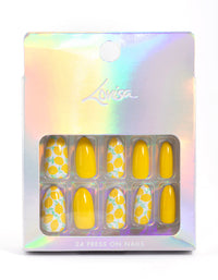 Yellow Marble Press On Nails - link has visual effect only