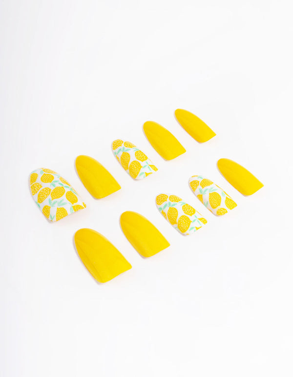 Yellow Marble Press On Nails