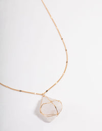 Gold Clear Quartz Statement Cage Necklace - link has visual effect only