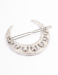 Rhodium Mixed Diamante Crescent Hair Clips - link has visual effect only