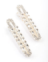 Silver Mixed Navette Diamante Hair Clips Pack - link has visual effect only