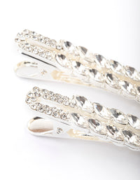 Silver Mixed Navette Diamante Hair Clips Pack - link has visual effect only