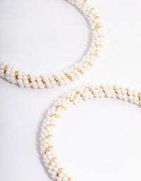 Gold Big Pearly Twist Hoop Earrings - link has visual effect only
