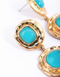 Gold & Turquoise Molten Round Drop Earrings - link has visual effect only