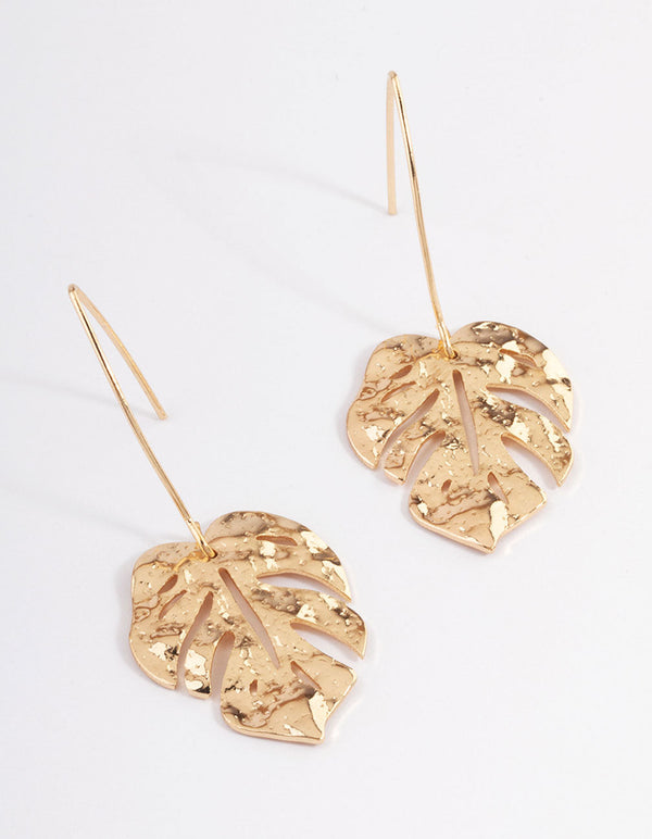 Gold Leaf Drop Earrings