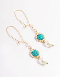 Gold Diamante Mixed Pearl Stone Earrings - link has visual effect only