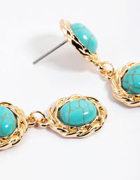 Gold Vintage Three Stone Drop Earrings - link has visual effect only