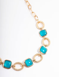 Gold Resin Stone Chain T&O Necklace - link has visual effect only