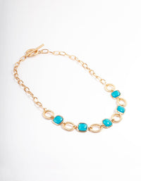 Gold Resin Stone Chain T&O Necklace - link has visual effect only